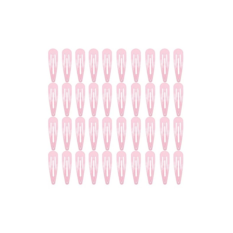 40 Counts Pink Color Metal Snap Hair Clips 2 Inch