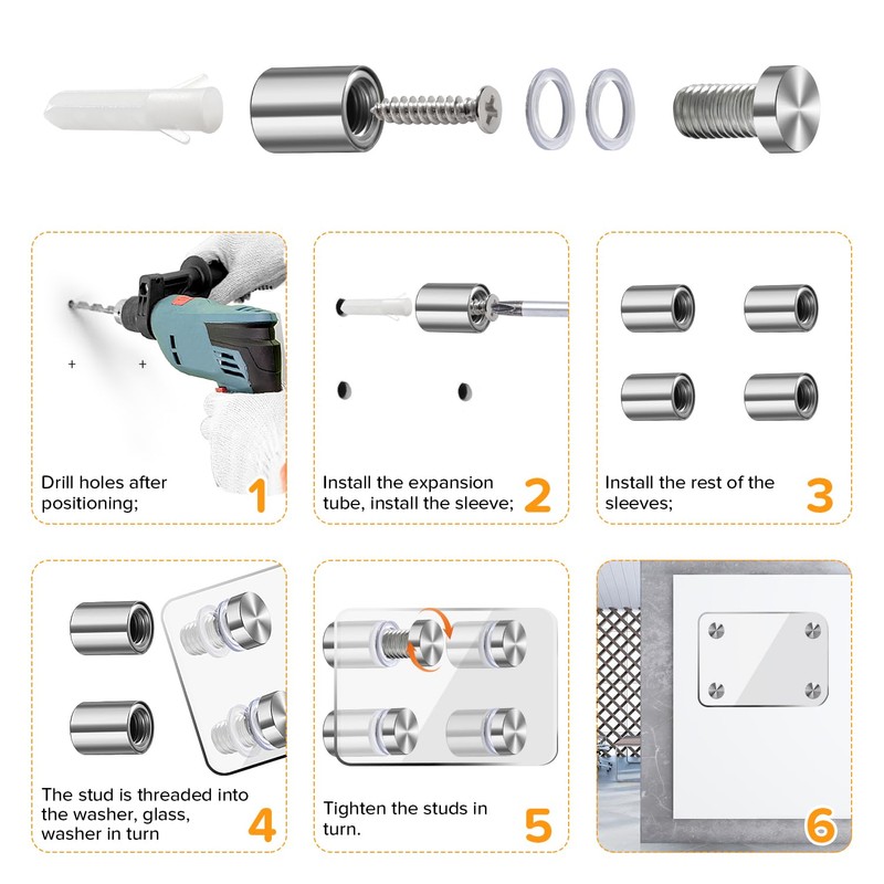 Lyeteung 10 PCS 12×25 mm Standoff Fixings, Stainless Steel Advertising