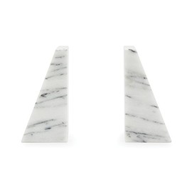 Fox Run Sujetalibros Triangulares de mármol Blanco Pulido 100% Natural, 4 x 3 x 6 Pulgadas