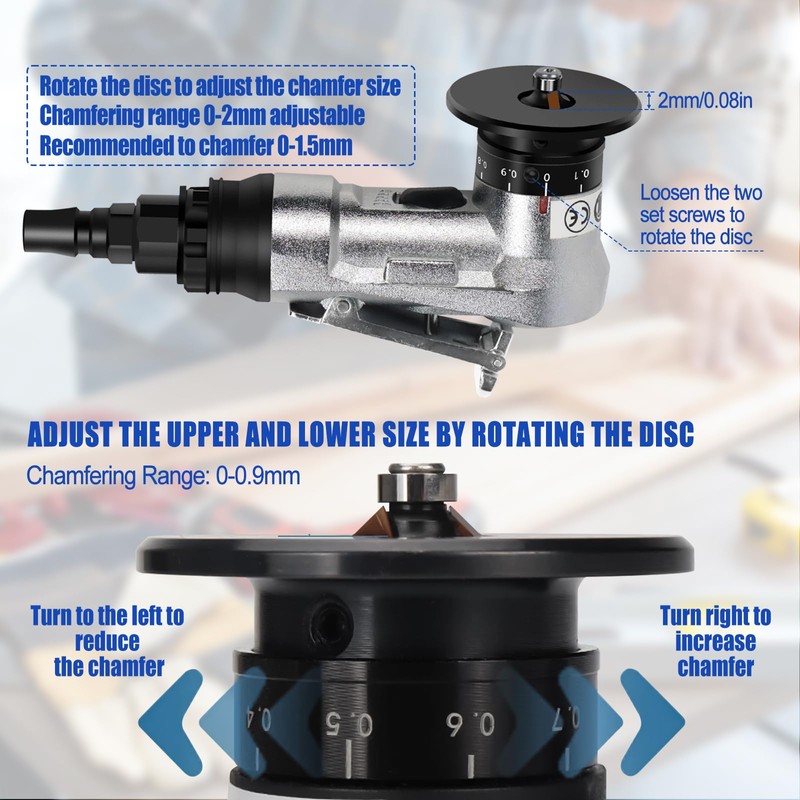 Pneumatic Chamfering Tool Handheld, Mini Aluminium Alloy Air-Powered Chamfering Machine