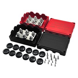 SL Nevnmoe 500A Heavy-Duty high Current busbar Box, Waterproof Power Distribution Block Yacht Junction Box，Automotive Marine Battery 48V DC Covered-Negative and Positive Pole