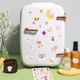 Pink Pig Stickers Cute Pig Adhesive Stickers 705 Count for Girls Birthday Envelopes Decorations Party Goodie Gifts Bags Decor School Game Class Rewards Laptop Water Bottle Luggage Party Supplies