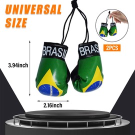 Kewucn 1 Pair Mini Boxing Gloves for Car Mirror, Miniature Punching Gloves Christmas Ornament, Hanging Decoration or Souvenir Display for Home & Car Use, Universal Auto Accessories (Brazil)