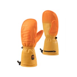 ORORO Leather Heated Mittens for Men and Women, Heated Chopper Mittens with Battery for Outdoor Work (Charger Not Included) (Yellow,S)