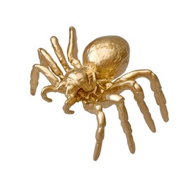 Pewery Gold Mini Spider Figurine, Solid Metal Animal Ornament, Mini Spider Sculpture for Home Office Garden Desktop Decor