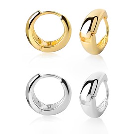2 Pairs Teardrop Hoop Earrings for Women, Hoop Set, Hypoallergenic Hoop Earrings, Lightweight Hoop Earrings, Silver/Gold, Women's Jewellery Gifts for Girls