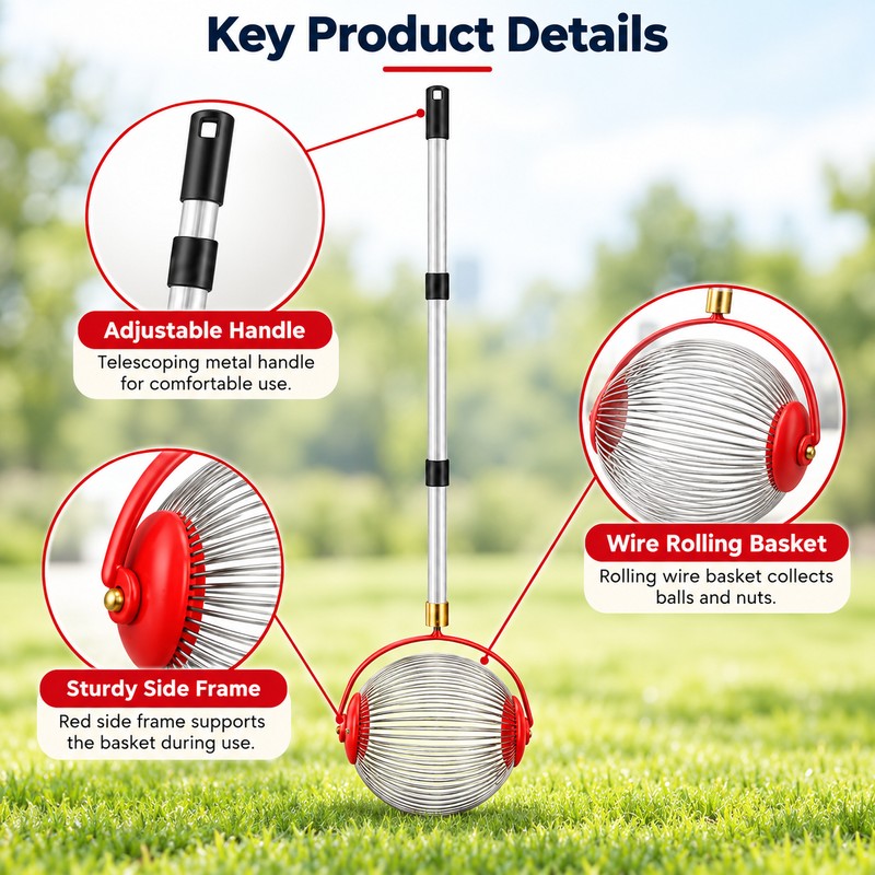 Rolling Nut Gatherer for Walnuts, Pecans & Golf Balls –