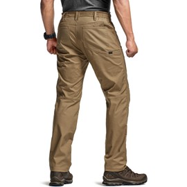 CQR Men's Flex Stretch Tactical Pants, Water Resistant Ripstop Cargo Pants, Lightweight EDC Outdoor Work Hiking Pants, Sneak Cougar, 32W x 34L