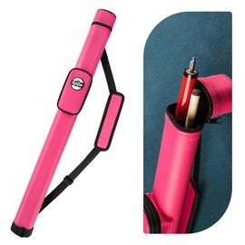 Trymaker Pool Cue Case, 1×1 Hard Pool Stick Case Holds 1 Complete of 2-Piece Cue, Made of Faux Leather Pool Cue Accessories (Pink)
