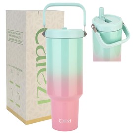 Cafezi 40 oz Tumbler with Lid and Straw, Stainless Steel Vacuum Insulated Tumblers with Flip Straw and Top Handle, Reusable Insulated Water Bottle for Home, Office, Leakproof, Fit in Cup Holder