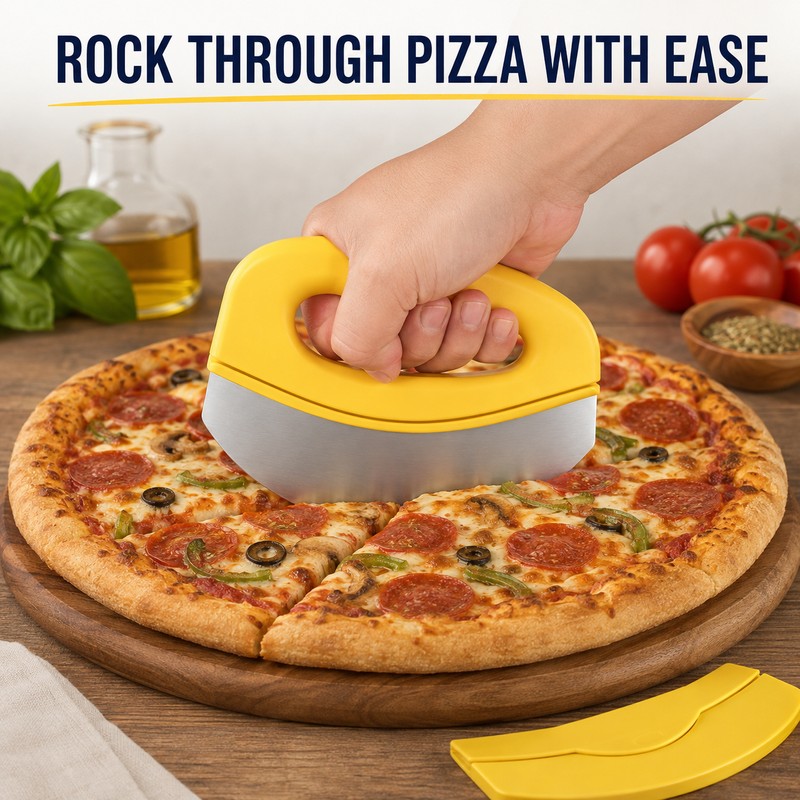 Stainless Steel Pizza Cutter for Easy Slicing – Rocker-Style Food