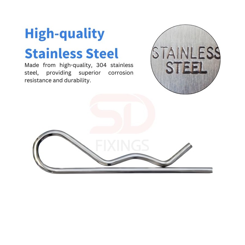Split Pin R Shaped Retaining Clip Durable Spring Hitch Cotter,