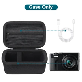 Canboc Carrying Case for Panasonic LUMIX ZS99 Point and Shoot Camera, Compact Camera Bag, Zipper Mesh Pocket fits USB Cable, Batteries, Black (Case Only)
