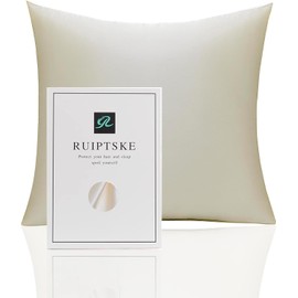 Oeko-TEX® Certified Silk Pillowcase for 100% Silk Pillow 22 Momme Certified Hair and Skin Benefits Anti Aging, Anti Dust Mite (Beige, 40 x 40 cm)