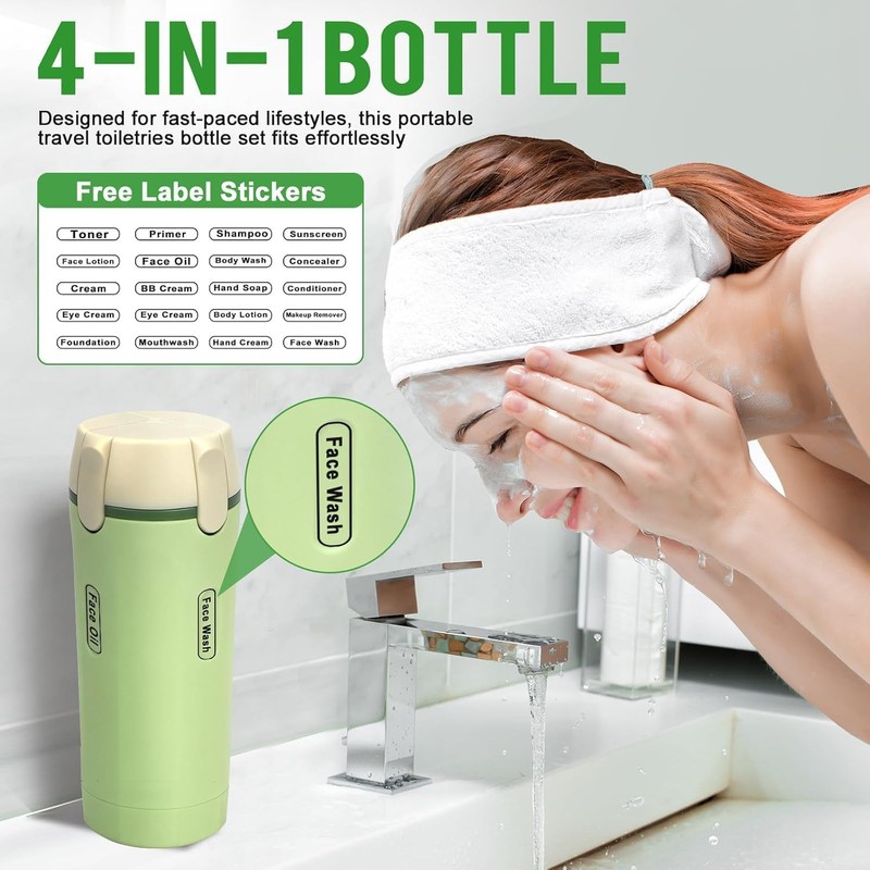 Leak Proof Travel Bottles 4 Pack 30ML, Refillable Toiletry Containers