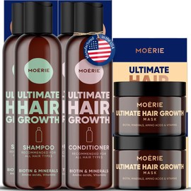 Moerie Ultimate Mineral Shampoo and Conditioner Set - Vegan Friendly, Paraben Free, Hair Growth Products for Longer, Thicker, Fuller Hair - Includes Hair Mask- Double Set