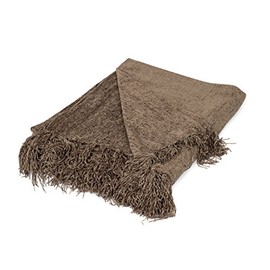 Internet’s Best Chenille Throw Blankets | Taupe | Ultra Soft Couch Blanket with Fringe | Light Weight Sofa Throw | 100% Microfiber Polyester | Easy Travel | Bed | 50 x 60