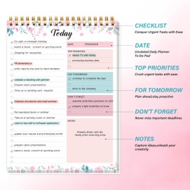 To Do List Notepad - To Do List Notebook for Work with 52 Sheets, 6.5" x 9.8" Checklist Productivity Organizer with Hourly Schedule for Task Management-Roseous