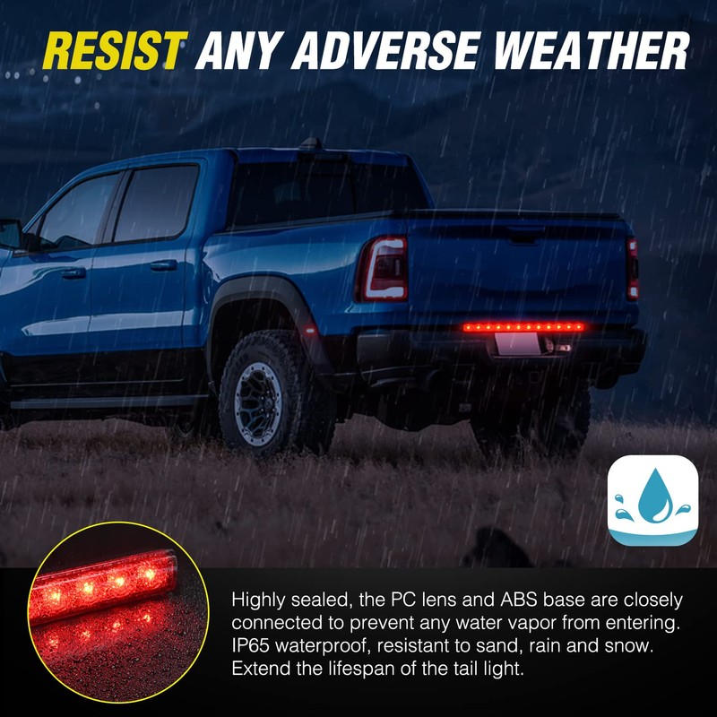 Nilight Trailer Light 16Inch 12 LED Red Running Brake Sequential