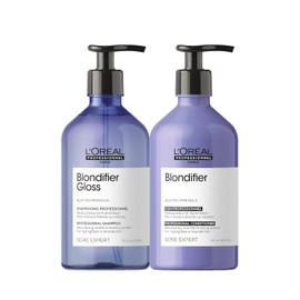 L'Oréal Professionnel Paris Blondifier Clarifying Shampoo & Conditioner Set - Restores Color -Treated Hair, Enhances Shine & Fights Brass, For Blonde or Bleached Hair
