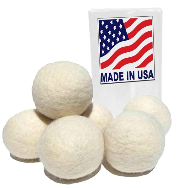 A Little Green Bee 6 Eco-Friendly Wool Dryer Balls -Set of Six 100% Handmade, Natural and Unscented