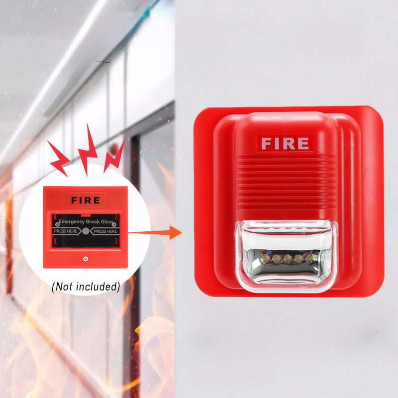 Lancoon Wired Sound and Light Fire Alarm Safety Horn Sound