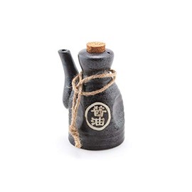 Japanese Glazed Ceramic Soy Sauce Dispenser with Cork Stopper, 4 1/2 Inches