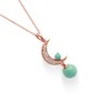 Crescent Moon Turquoise Necklace Dainty Pendant Tiny Raw Charm Silver