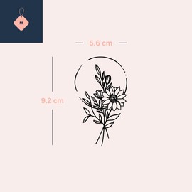 Fake Tattoo Sonnenblume – Temporalis® | Temporäre Tattoos für Erwachsene – EU-zertifizierte Kosmetik, vegan & wasserfest – Hält 1 bis 2 Wochen [ Blumenstrauß ]