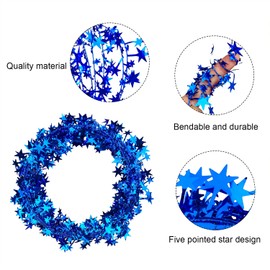 PheiLa 3 Rolls Tinsel Stars Wire Garlands, 26 Feet Red White Blue Star Tinsel Garlands for Wreath Making, Gift Wrapping and DIY Craft Projects