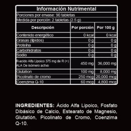 Ácido Alfa Lipoico 450mg Glu-10 + Cromo+coq10+glutation