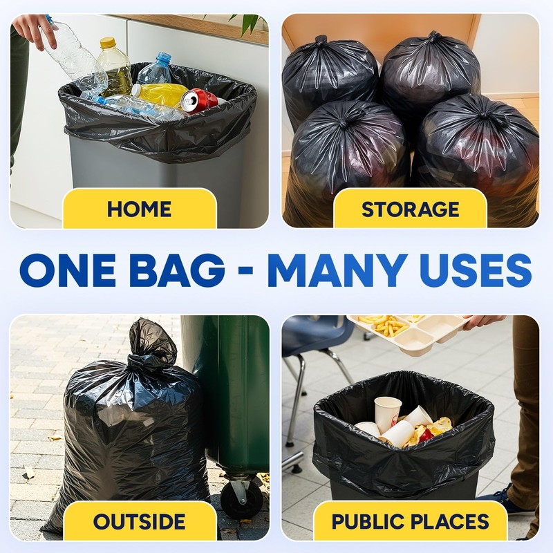PLASTIC PRINCE 33 Gallon Garbage Bags High Density Black 33"