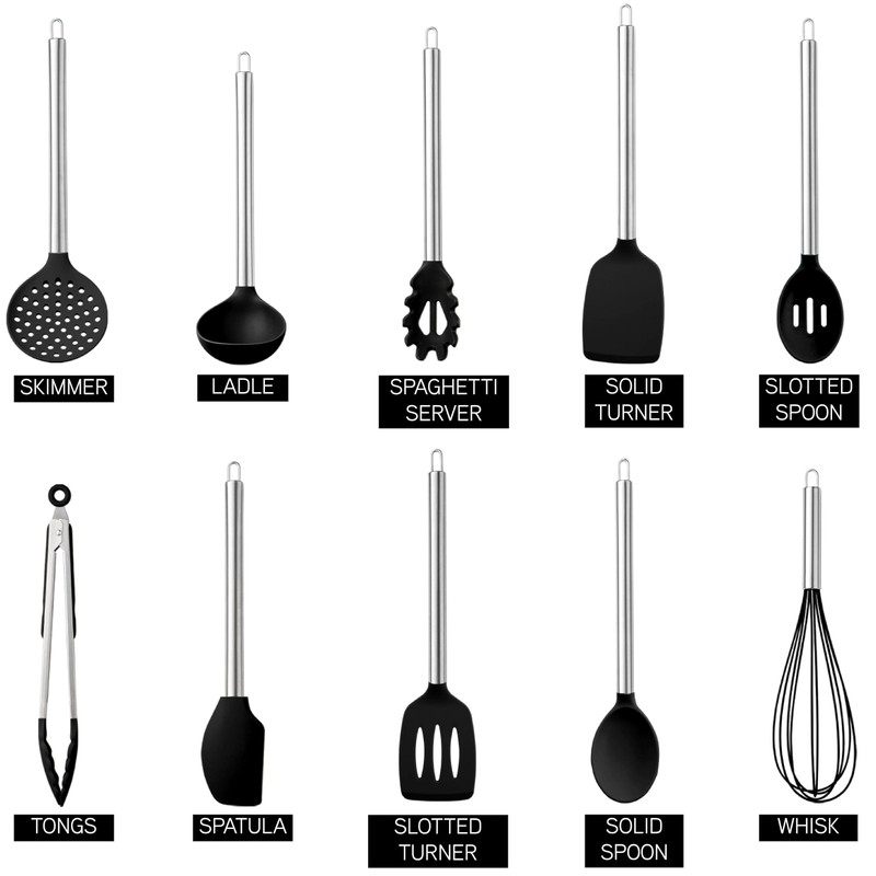 COOK WITH COLOR Silicone Cooking Utensils, Kitchen Utensil Set, Easy