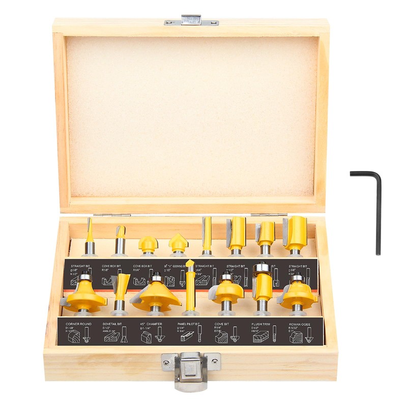 Router Bits Set 1/4 Inch Shank - BAIDETS 15 Pcs