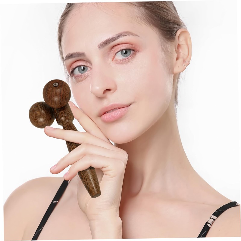 Outanaya 1pcs Face Massage Roller Wooden Face Massager for Lifting