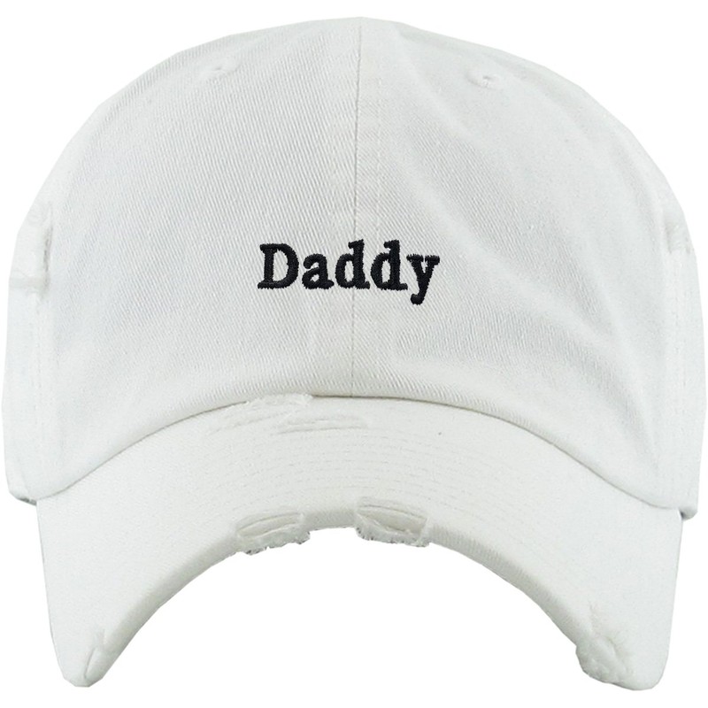 KBSV-083V WHT Daddy Dad Hat Baseball Cap Vintage Distressed Classic