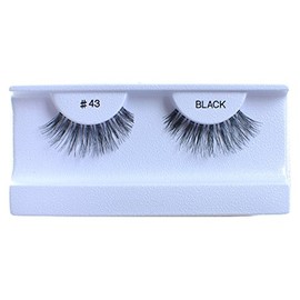 100 Pairs 100% Human Hair False Eyelashes Natural Black #43