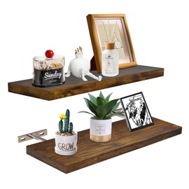Goodsnetic Floating Shelves，Floating Book Shelves for Wall,Home Decor, 2 Sets of Wall Shelves, Display Shelf,Suitable for Bathroom, Living Room, Bedroom, Kitchen Hanging Storage Racks（2 Pack Brown）