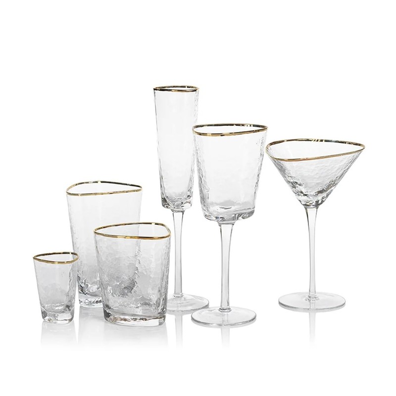 Zodax Aperitivo Triangular Stemware or Glassware - Clear with Gold