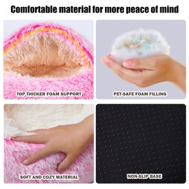 FORMYCATIE Cat Beds for Indoor Cats,Cat Cave for Puppy and Kitty,Calming Small Dog Bed for Small Dogs with Cover Cave,Cozy Warming Fluffy Washable Anti-Slip Pet Sleeping Bag(24 * 24inch,Pink)