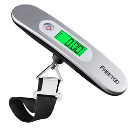 Freetoo Digital Luggage Scales, Portable Hanging Scales, LCD Display with Backlight Tare Function, Practical for Travel/Family Life, up to 50 kg, silver