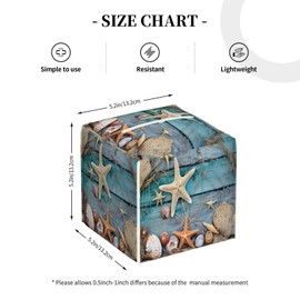 Starfish Seashell Summer Square Tissue Boxes, Tissue Box Holder 5.2"x5.2"x5.2" for Home Car Office Table