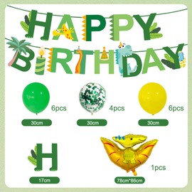 HTTDSLF Dino Birthday Decoration, Children's Birthday Decoration, Children's Birthday Decoration, Green Yellow Balloons for Dinosaur Jungle Party Birthday Decoration Boy