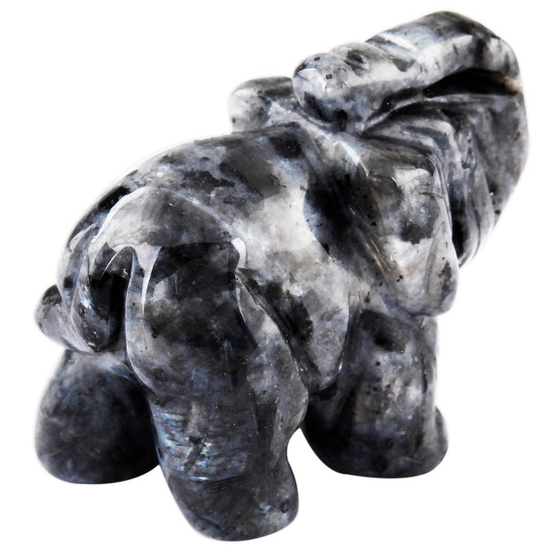 mookaitedecor Natural Labradorite Elephant Ornament Figurine,Healing Crystal Energy Gemstone Reiki