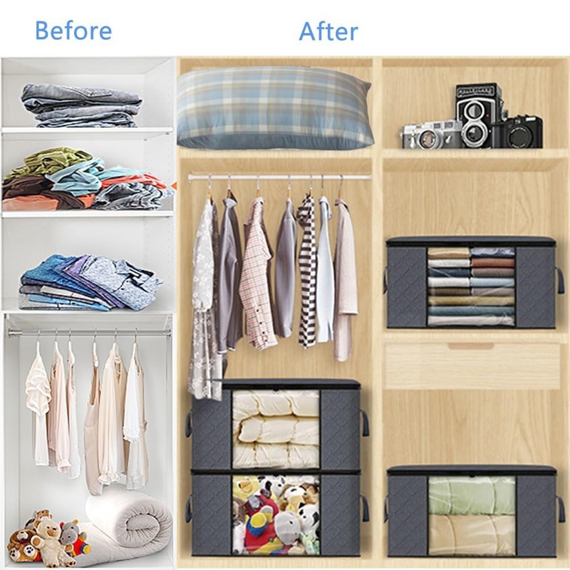 3 Pack Clothes Storage, Foldable Large Storage Bags, Storage Containers