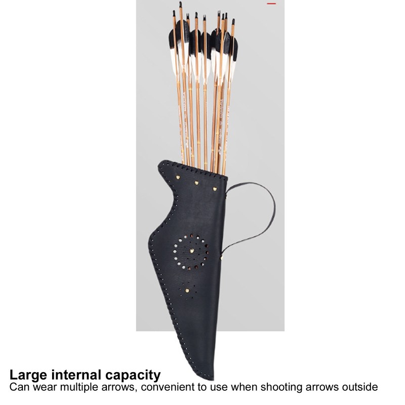 Archery Arrow Holder PU Leather Traditional Shoulder Back Quiver with
