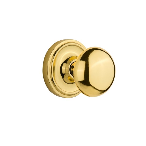Nostalgic Warehouse Classic Rosette with New York Door Knob, Privacy - 2.375", Polished Brass
