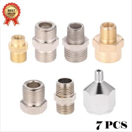 TopHomer 7pcs Professional Airbrush Adaptor Kit Fitting Connector Set for Air Compressor & Airbrush Hose 1/8" & 1/4" BSP Male & Female couplings.