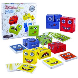 Face Changing Magic Cube, Story Cube, Montessori Puzzle Building Blocks Wooden Game, 3D Puzzle Face-Changing Magic Cube Set for 3 4 5 6 7 Children Gift for Boys and Girls