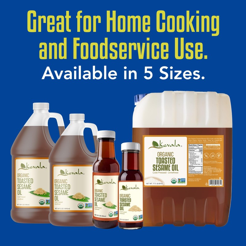 Kevala Organic Toasted Sesame Oil - Oil with Medium Smoke